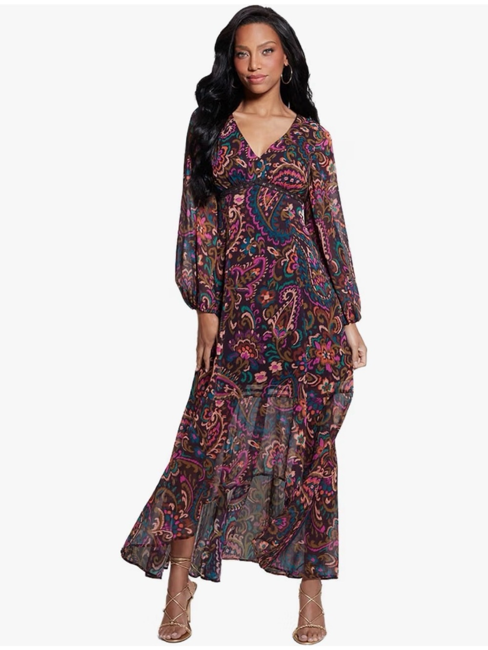 Guess Paisley Print Maxi Dress Size 8